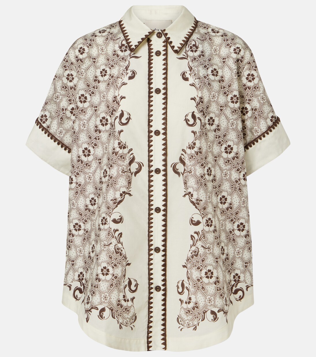 Printed cotton and silk bowling shirt | Alémais