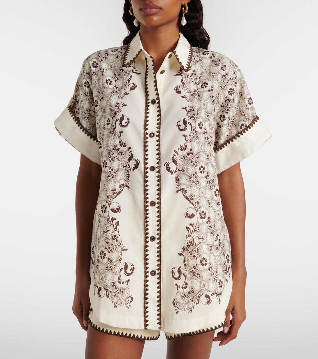 Printed cotton and silk bowling shirt | Alémais