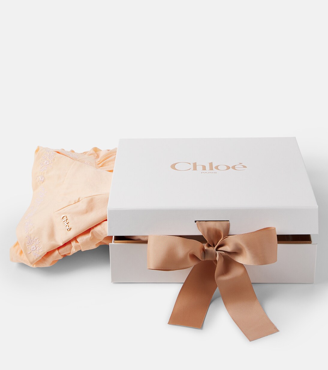 Baby embroidered cotton dress and hat set | Chloé Kids