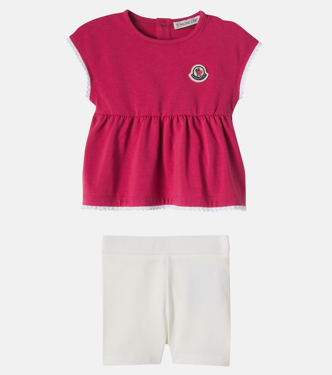 婴幼儿 — 蕾丝边饰棉质混纺上衣与裤装套装 | Moncler Enfant