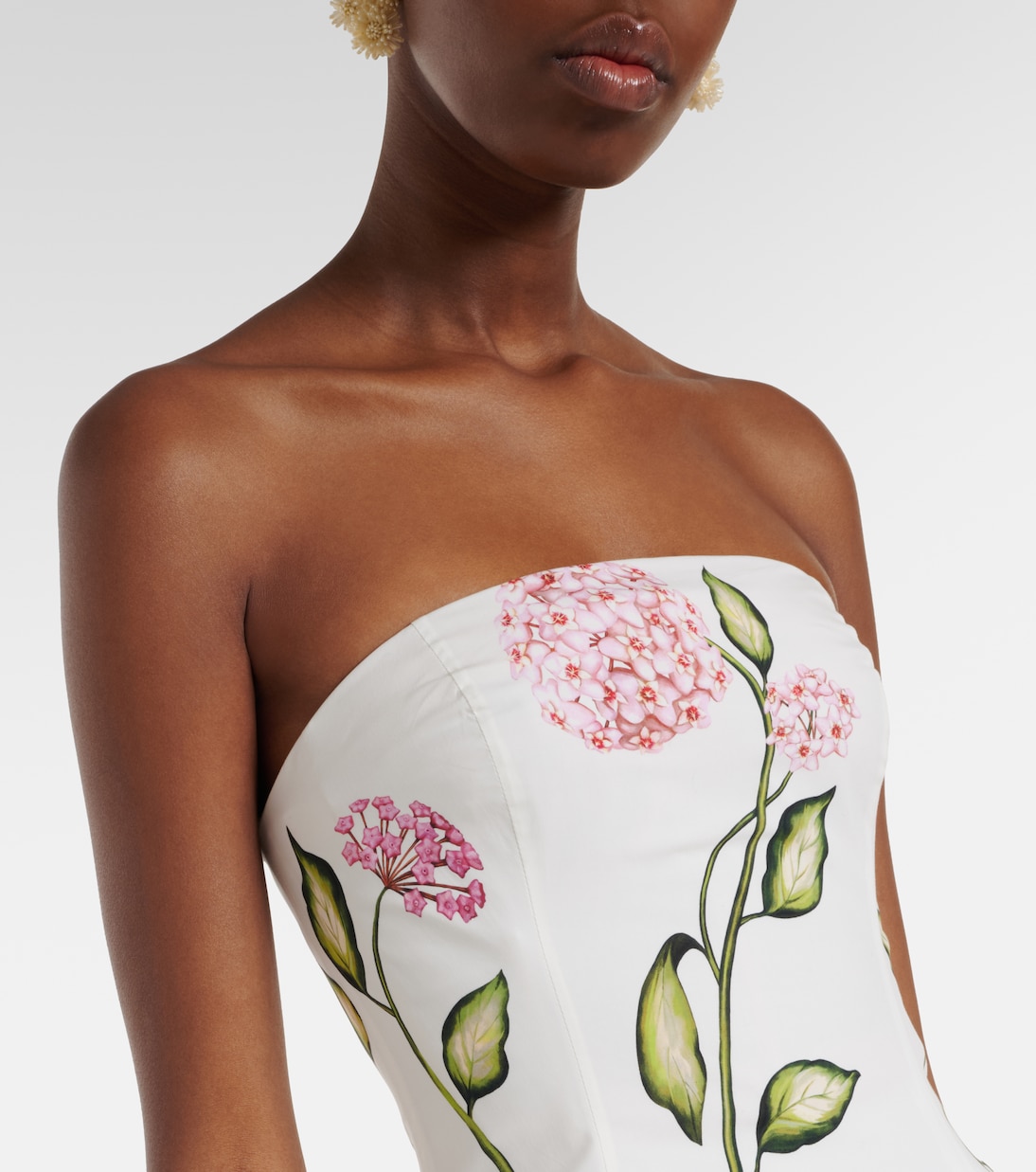 Floral cotton-blend poplin bustier gown | Oscar de la Renta