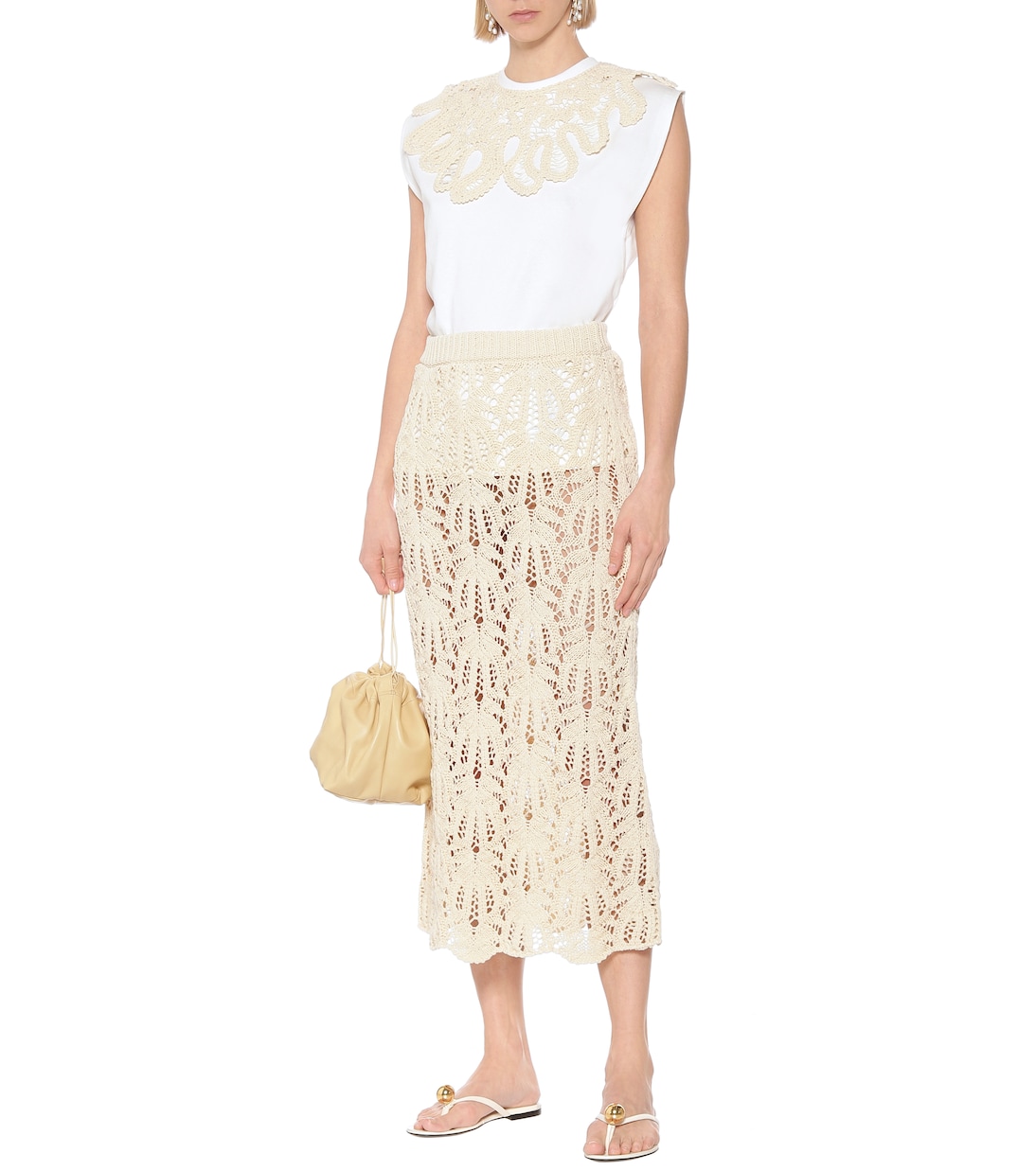 Falda midi de encaje de croché | Jil Sander