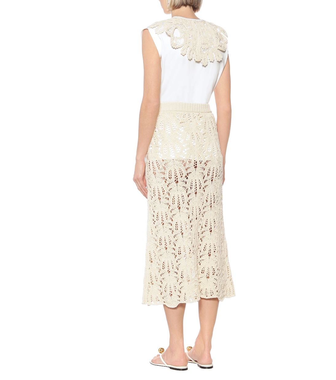 Falda midi de encaje de croché | Jil Sander