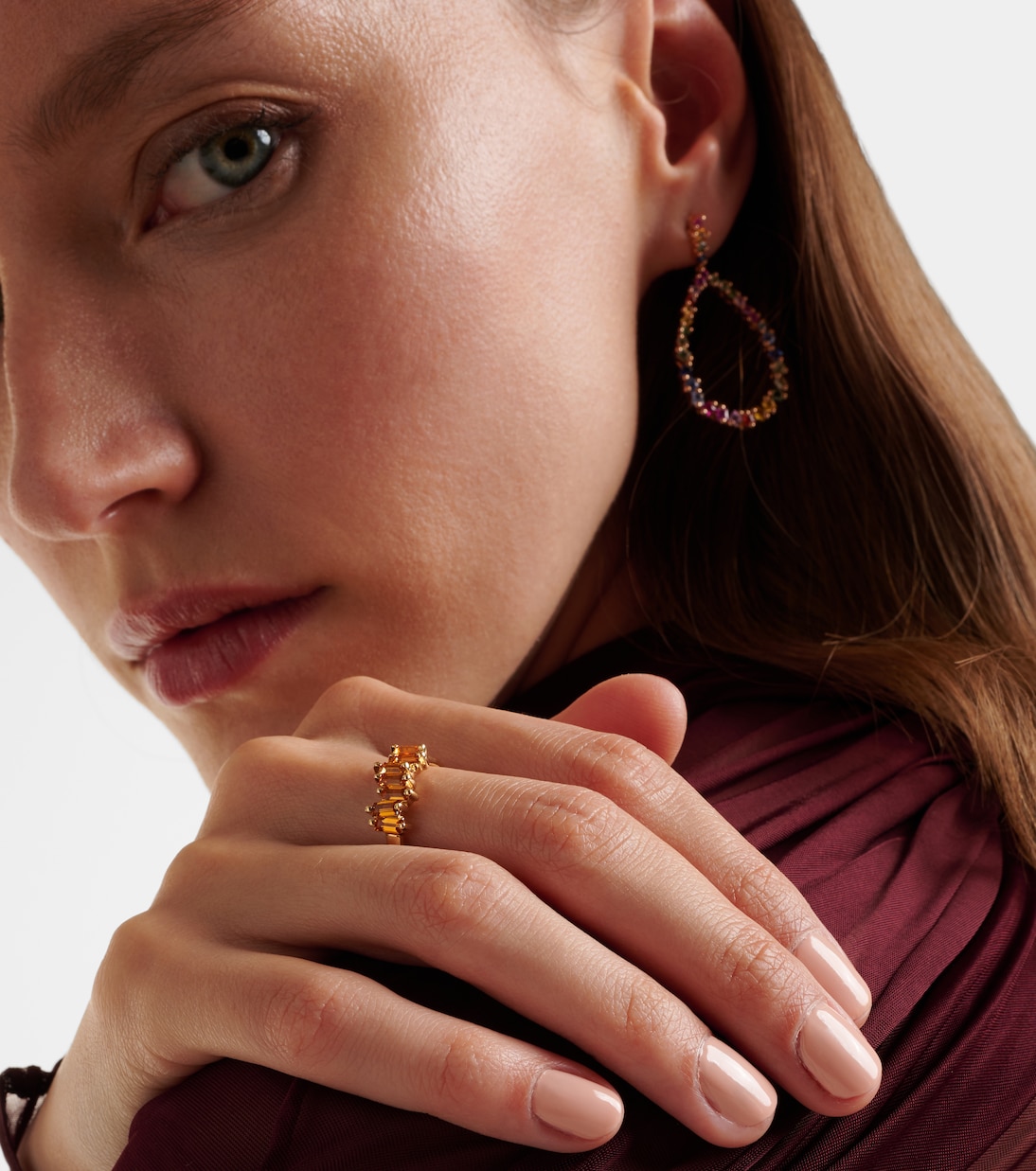 Anello in oro 14kt con quarzo citrino, design esclusivo Suzanne Kalan per giovani trendsetter