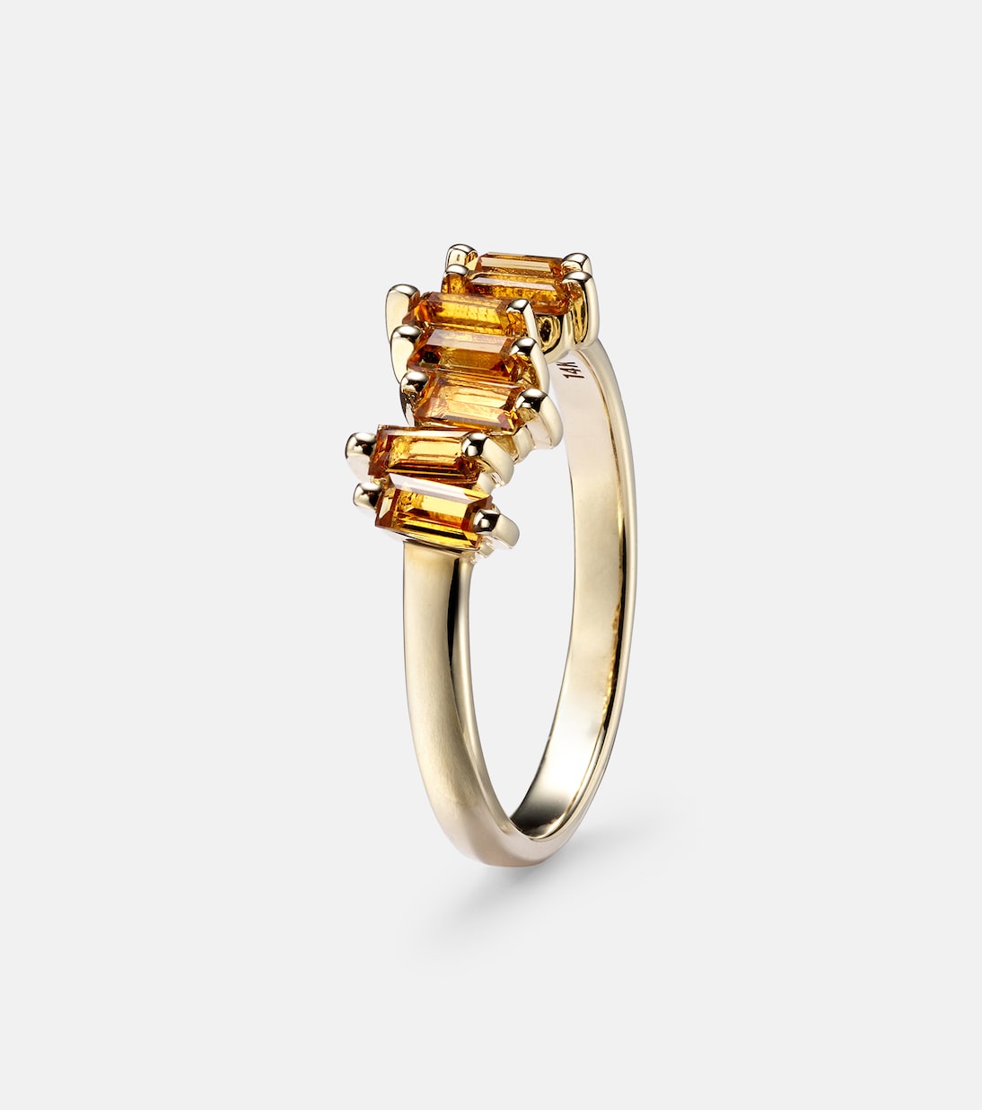 Anello in oro 14kt con quarzo citrino, design esclusivo Suzanne Kalan per giovani trendsetter