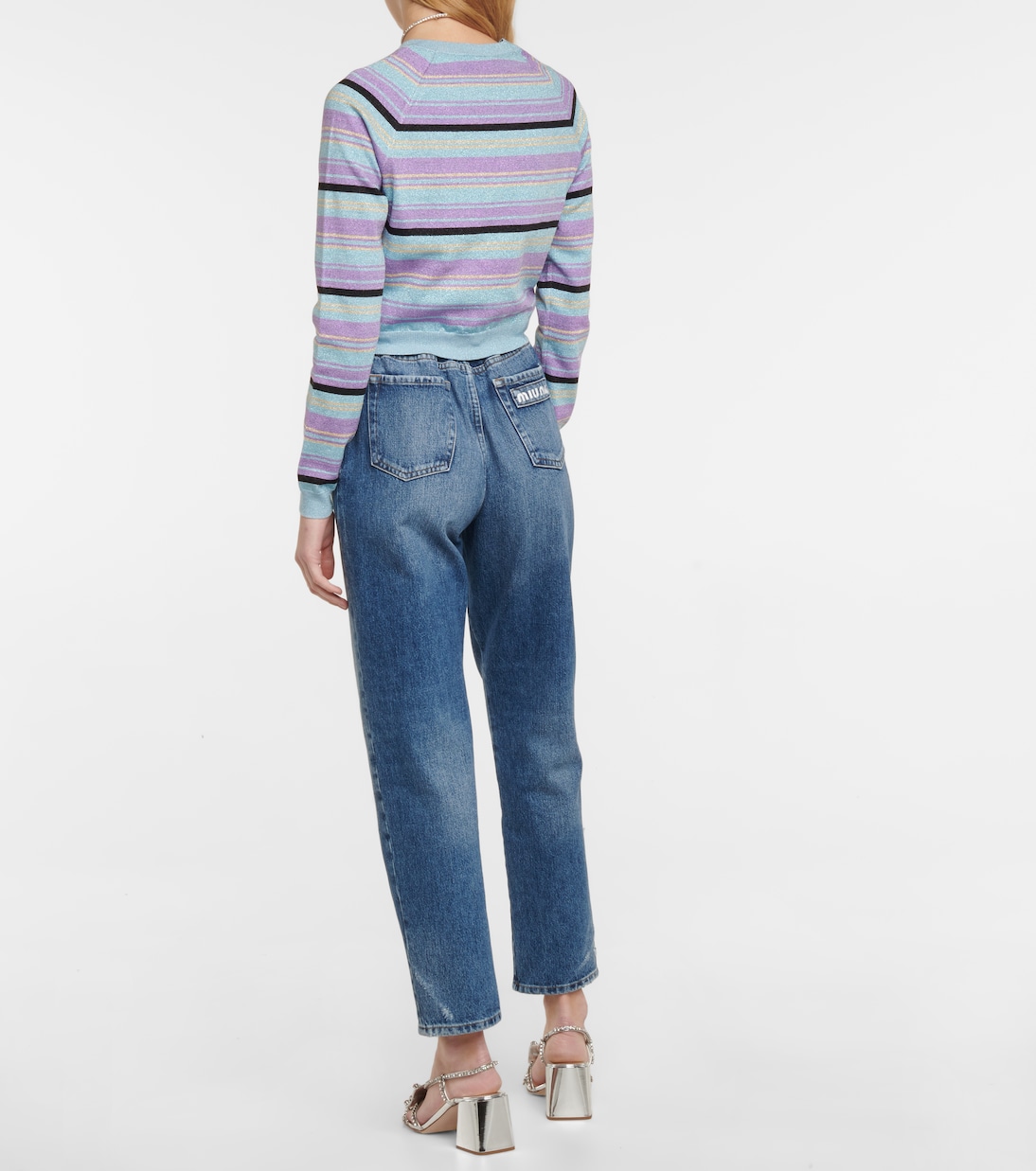 Pullover in misto seta a righe | Miu Miu