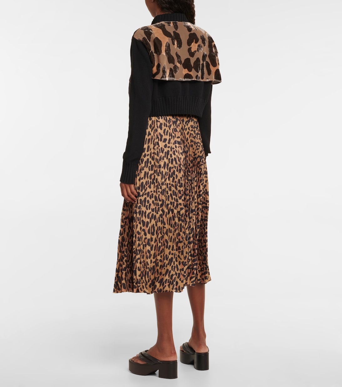 Cotton-blend leopard-print cropped cardigan | Sacai