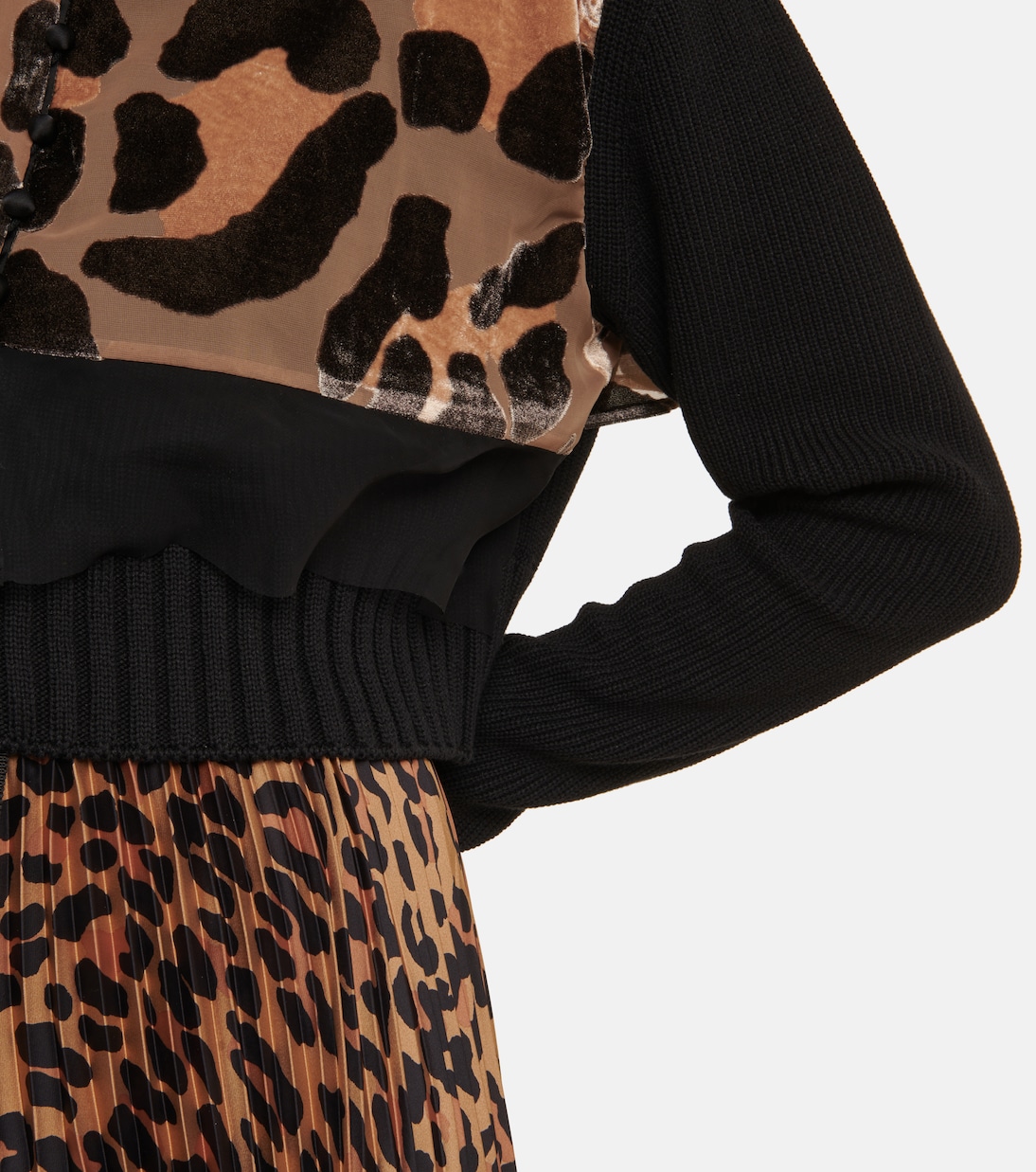 Cotton-blend leopard-print cropped cardigan | Sacai