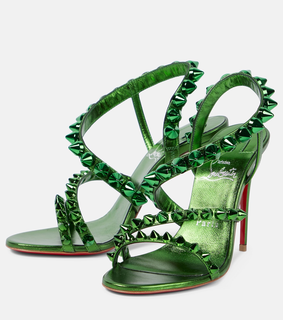 Sandales Spikita Strap 100 en cuir à clous | Christian Louboutin