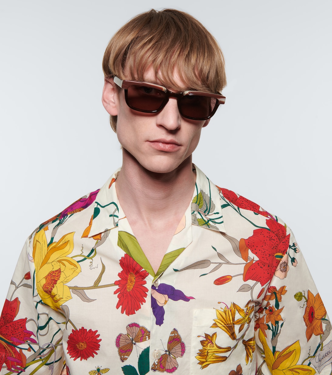 Occhiali da sole rettangolari in acetato | Gucci