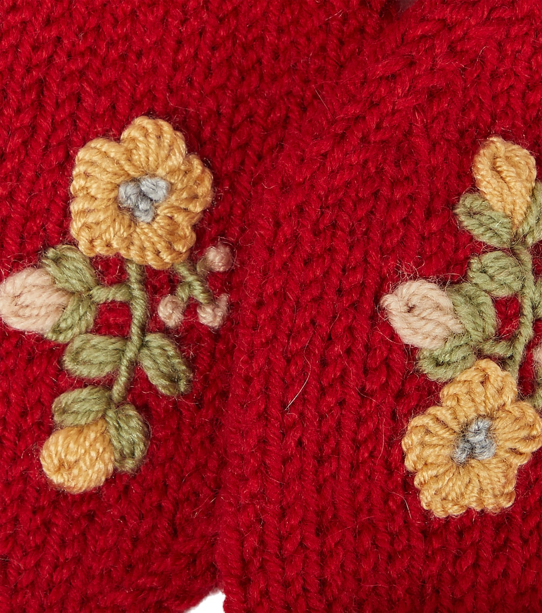 Petral embroidered wool-blend mittens | Caramel