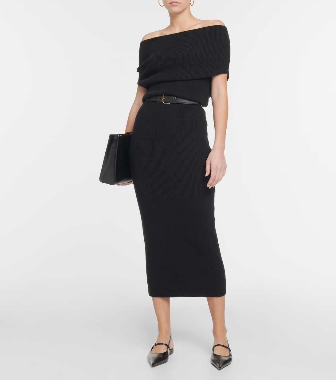 Ribbed-knit off-shoulder midi dress | Toteme