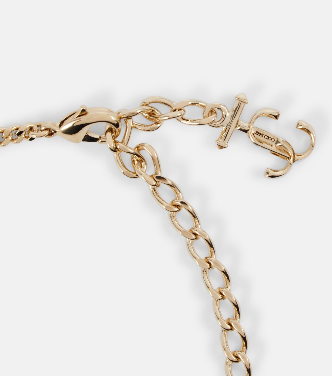 Crystal-embellished logo necklace in gold - Jimmy Choo
