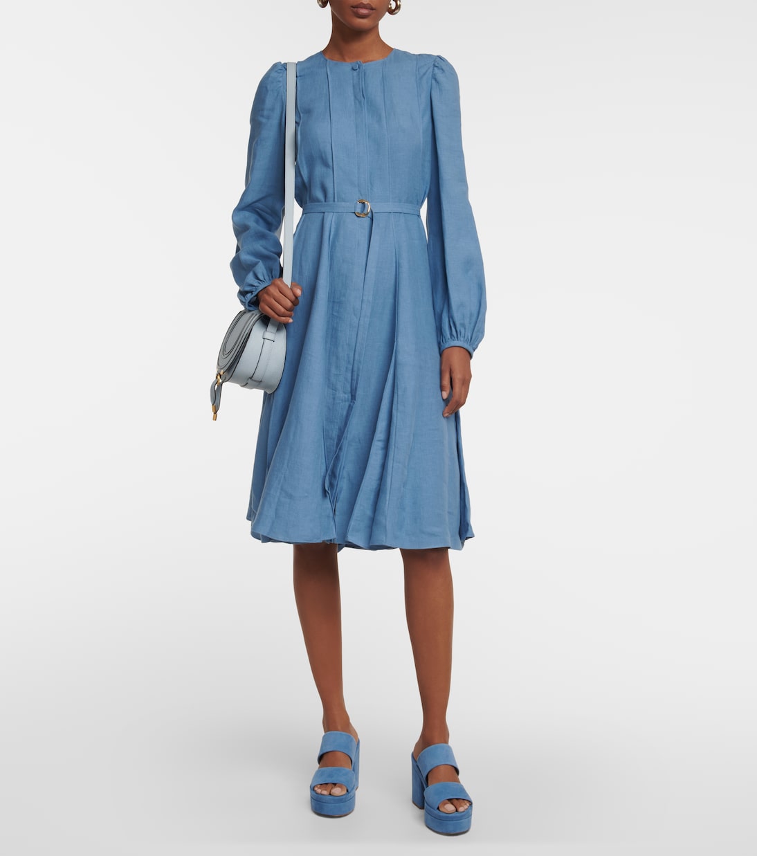 Belted linen midi dress | Chloé
