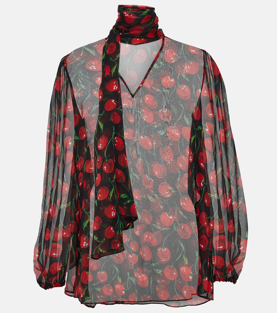 Blusa Cherry in chiffon di seta | Dolce&Gabbana