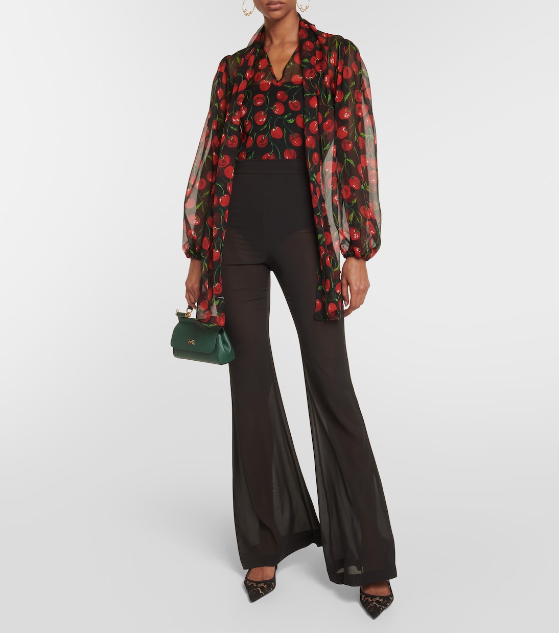Blusa Cherry in chiffon di seta | Dolce&Gabbana