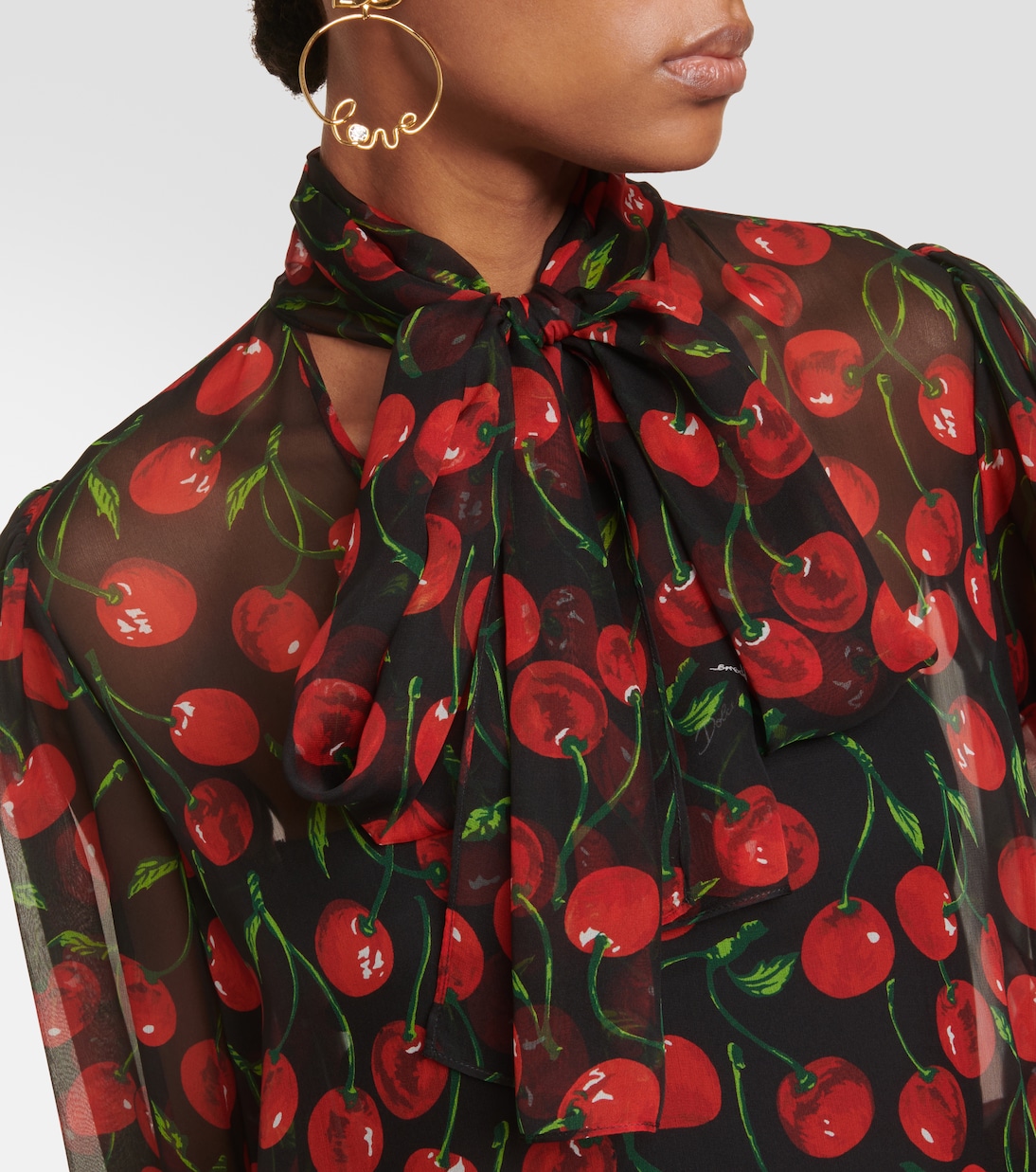 Blusa Cherry in chiffon di seta | Dolce&Gabbana