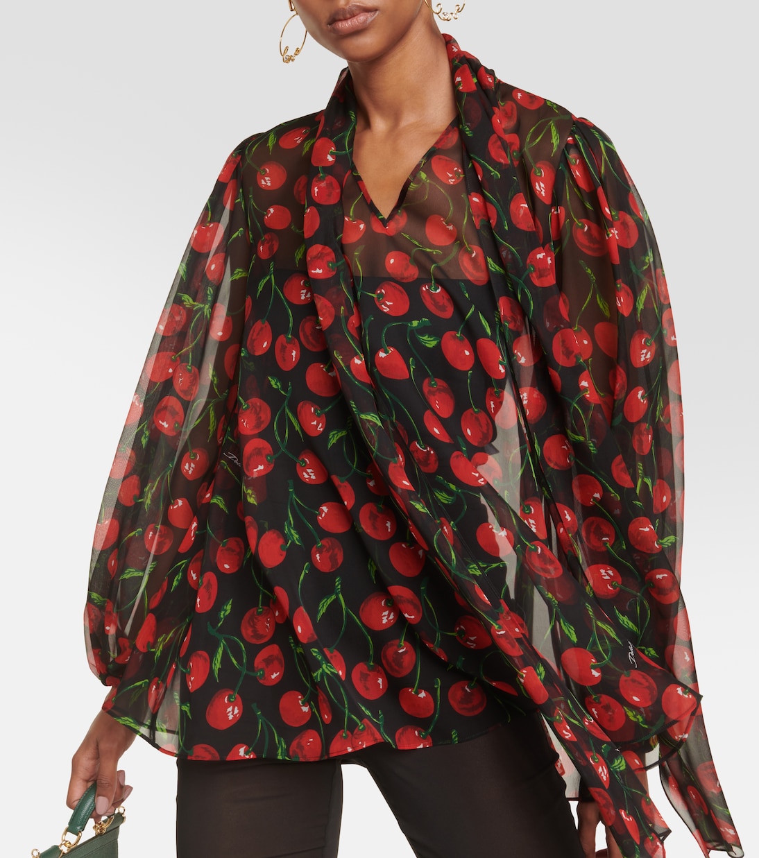 Blusa Cherry in chiffon di seta | Dolce&Gabbana