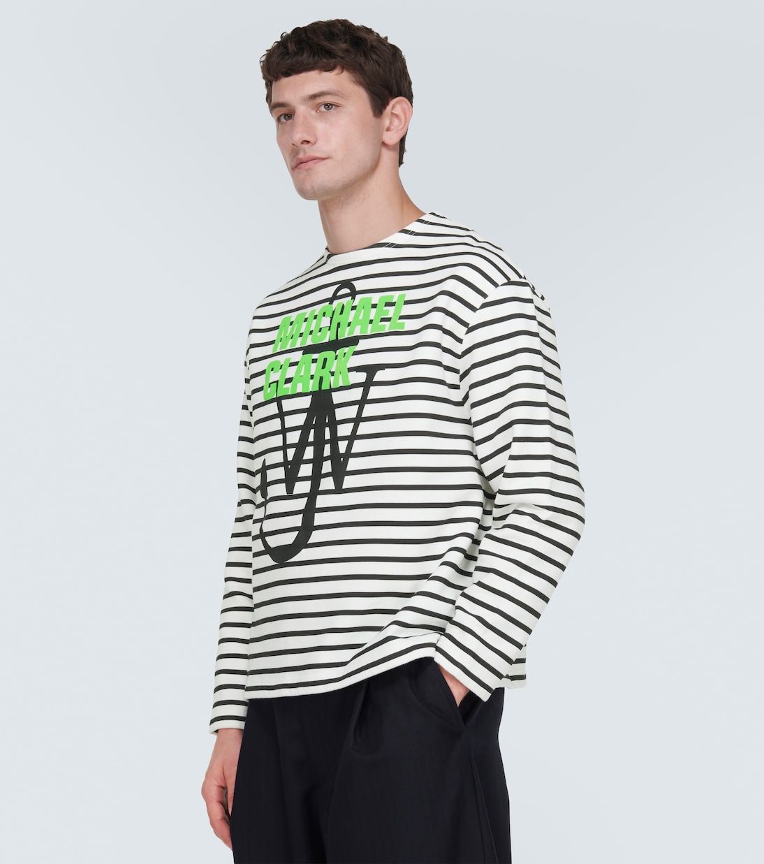 x Michael Clark striped cotton jersey sweatshirt | JW Anderson