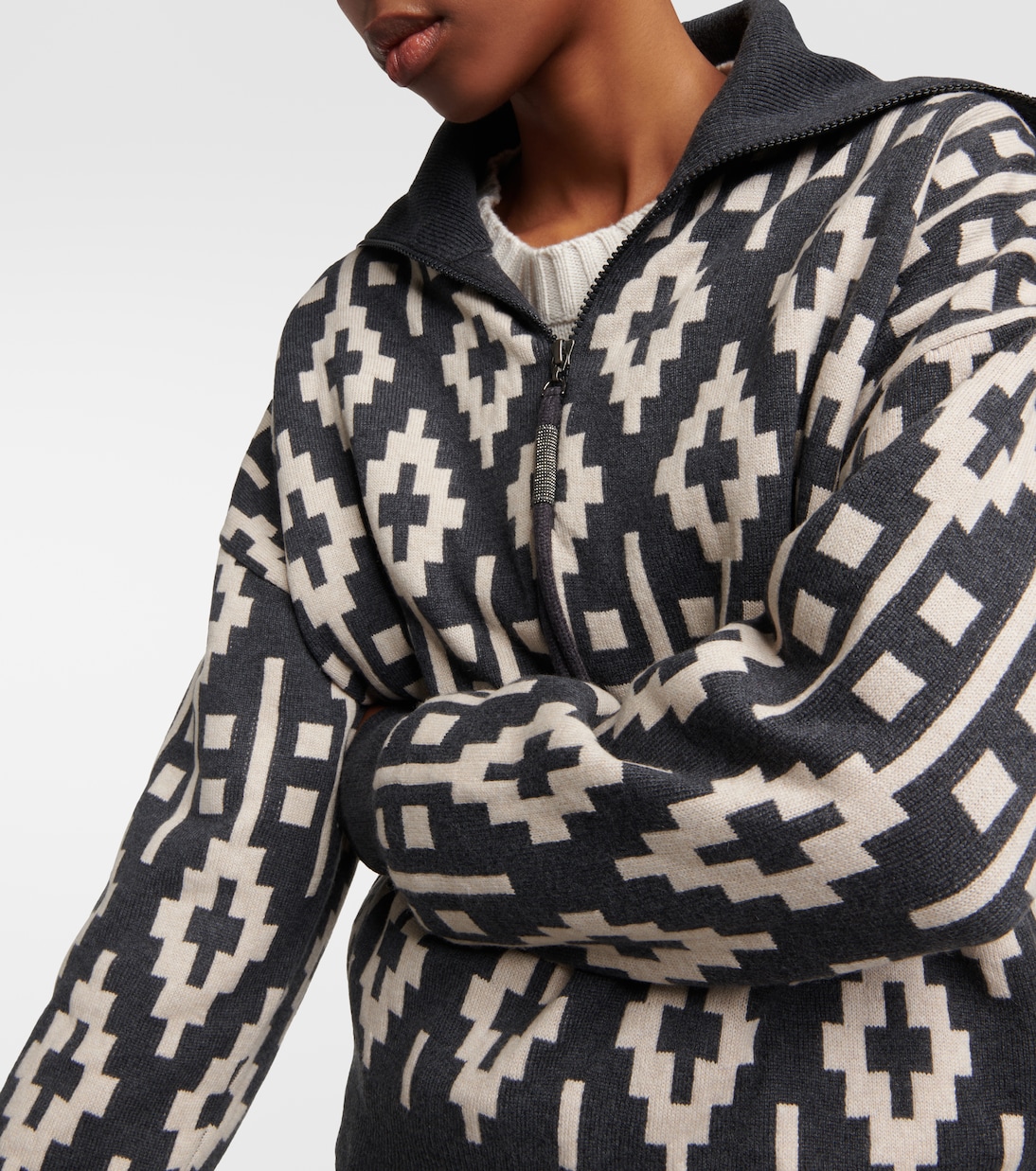 Jersey Vintage de mezcla de lana en jacquard | Brunello Cucinelli