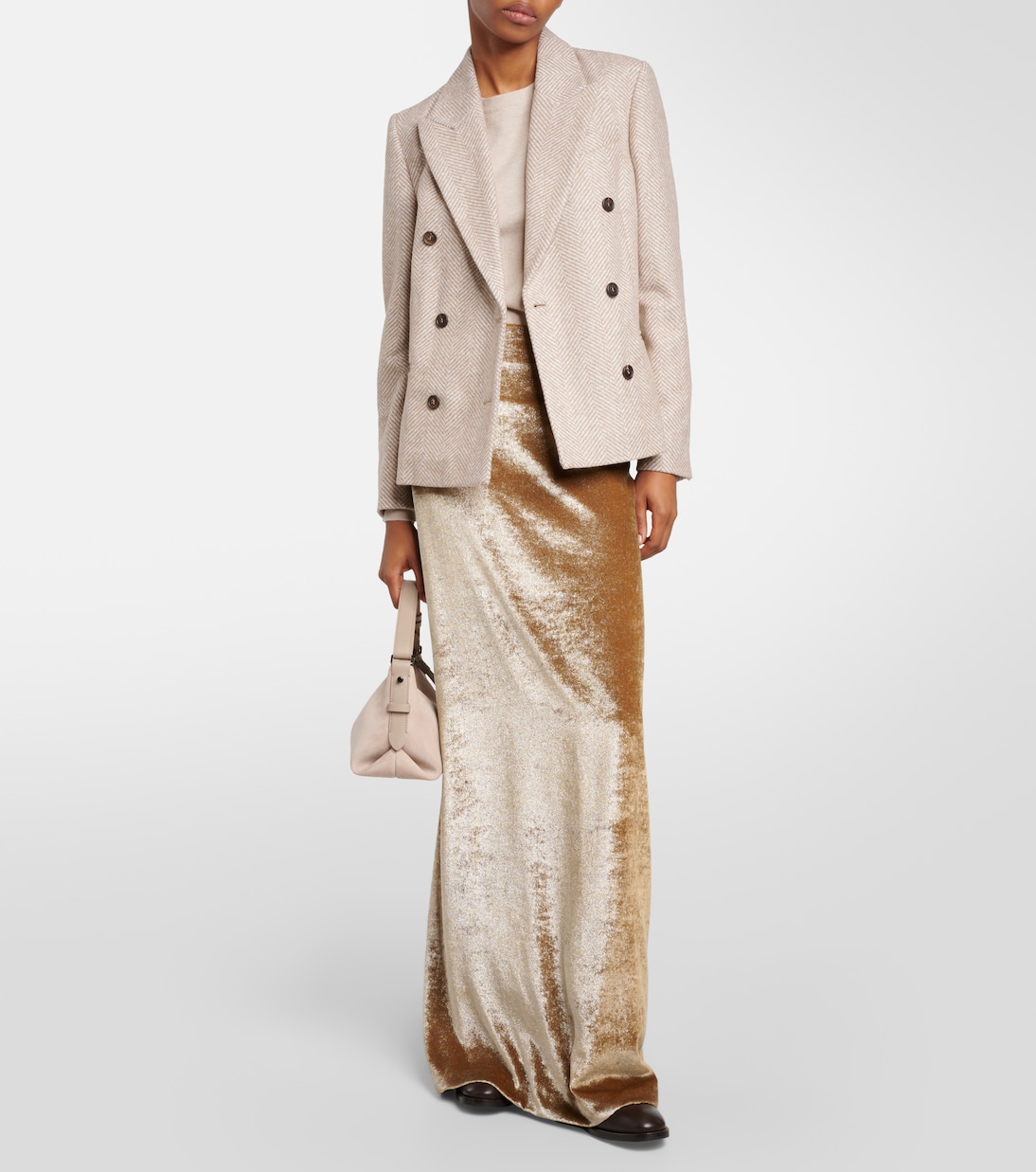 High-rise velvet maxi skirt | Brunello Cucinelli