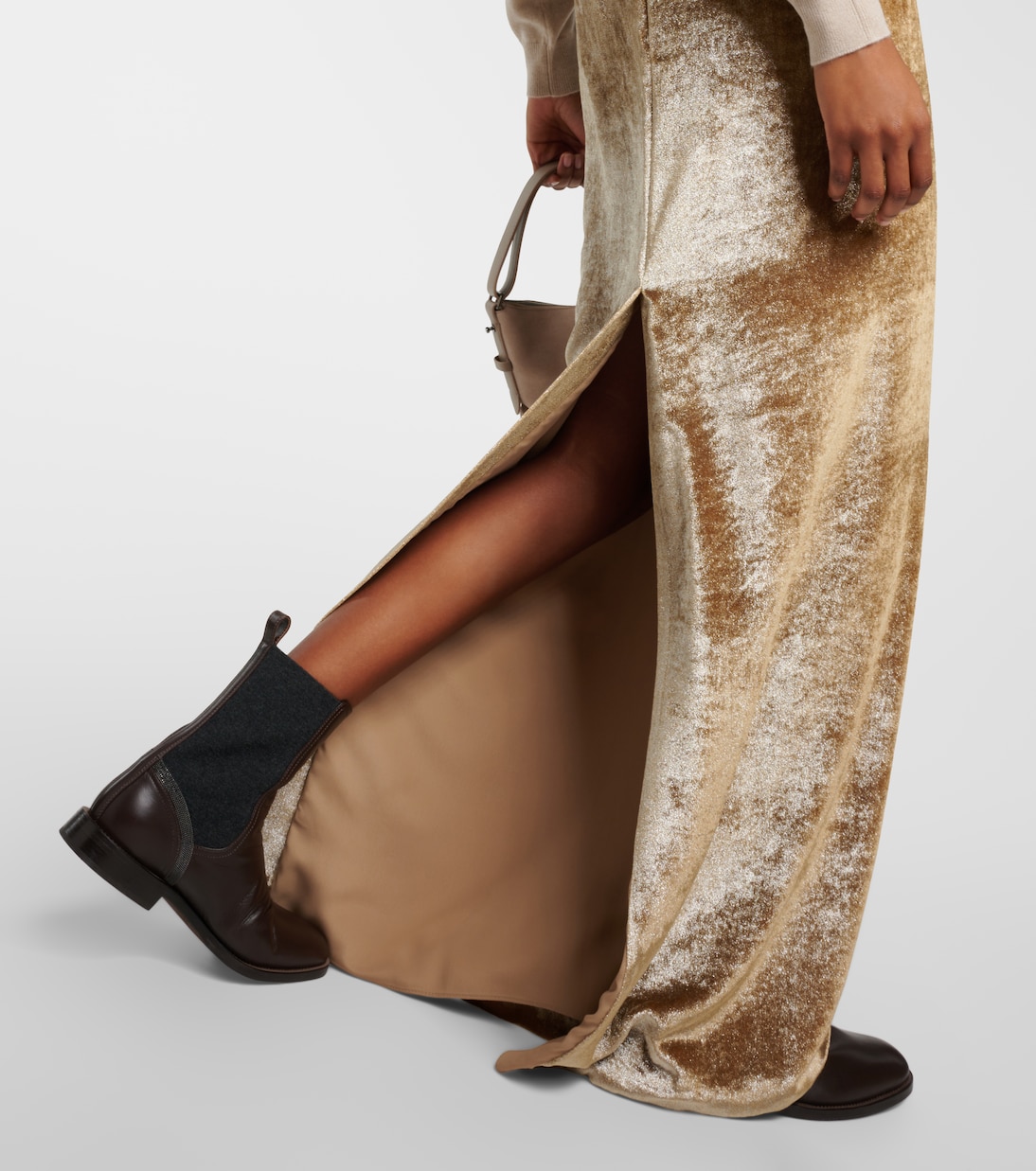 High-rise velvet maxi skirt | Brunello Cucinelli