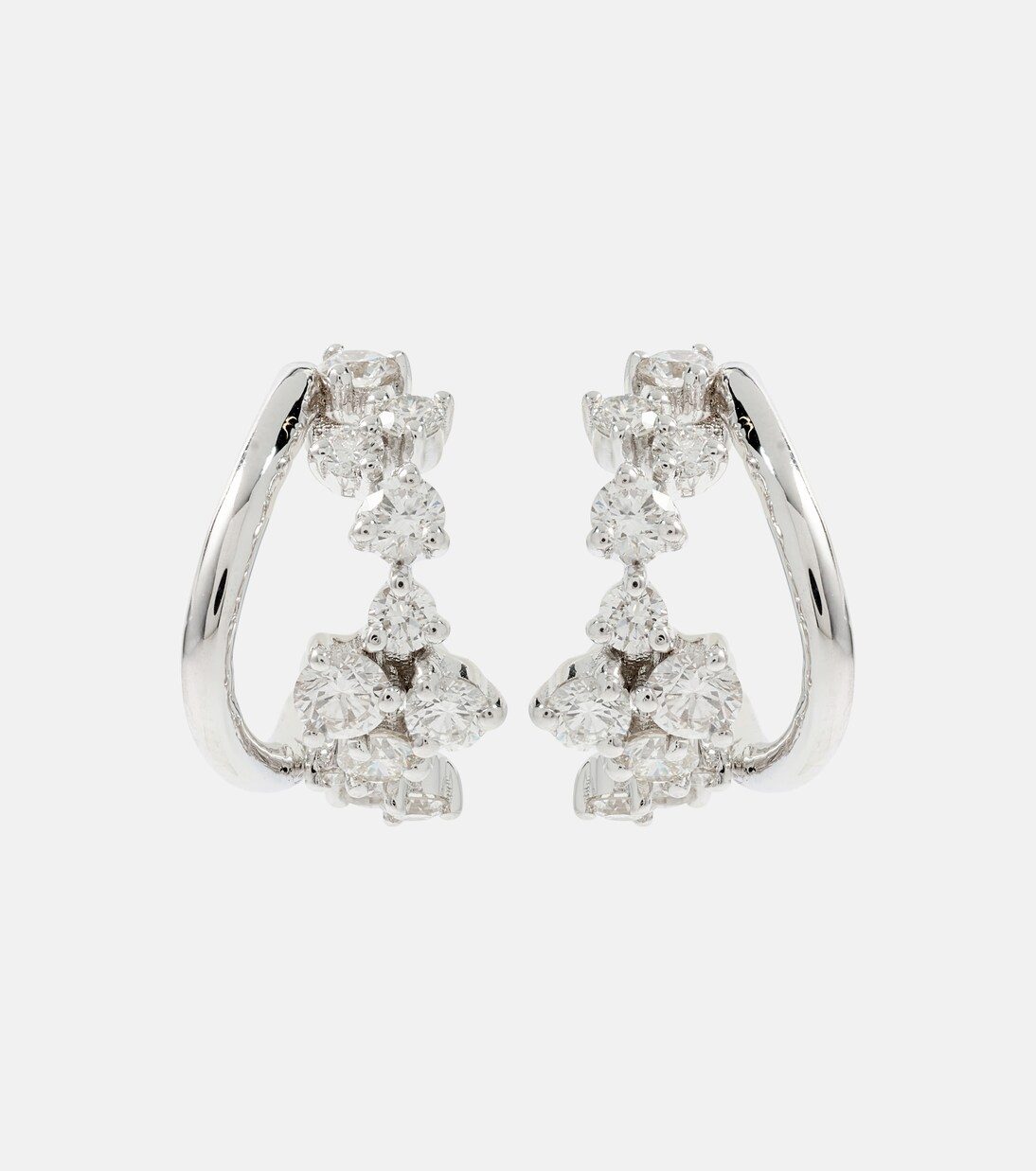 Orecchini scintillanti in oro bianco 18kt con diamanti, design moderno per giovani