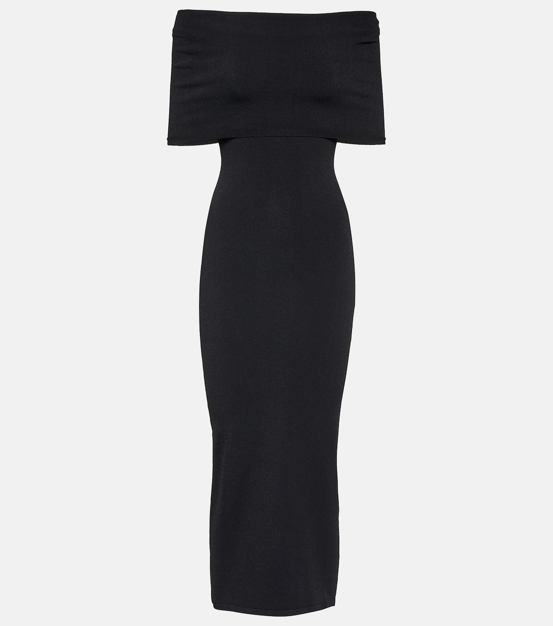 Vestido midi acanalado sin hombros | Wardrobe.NYC