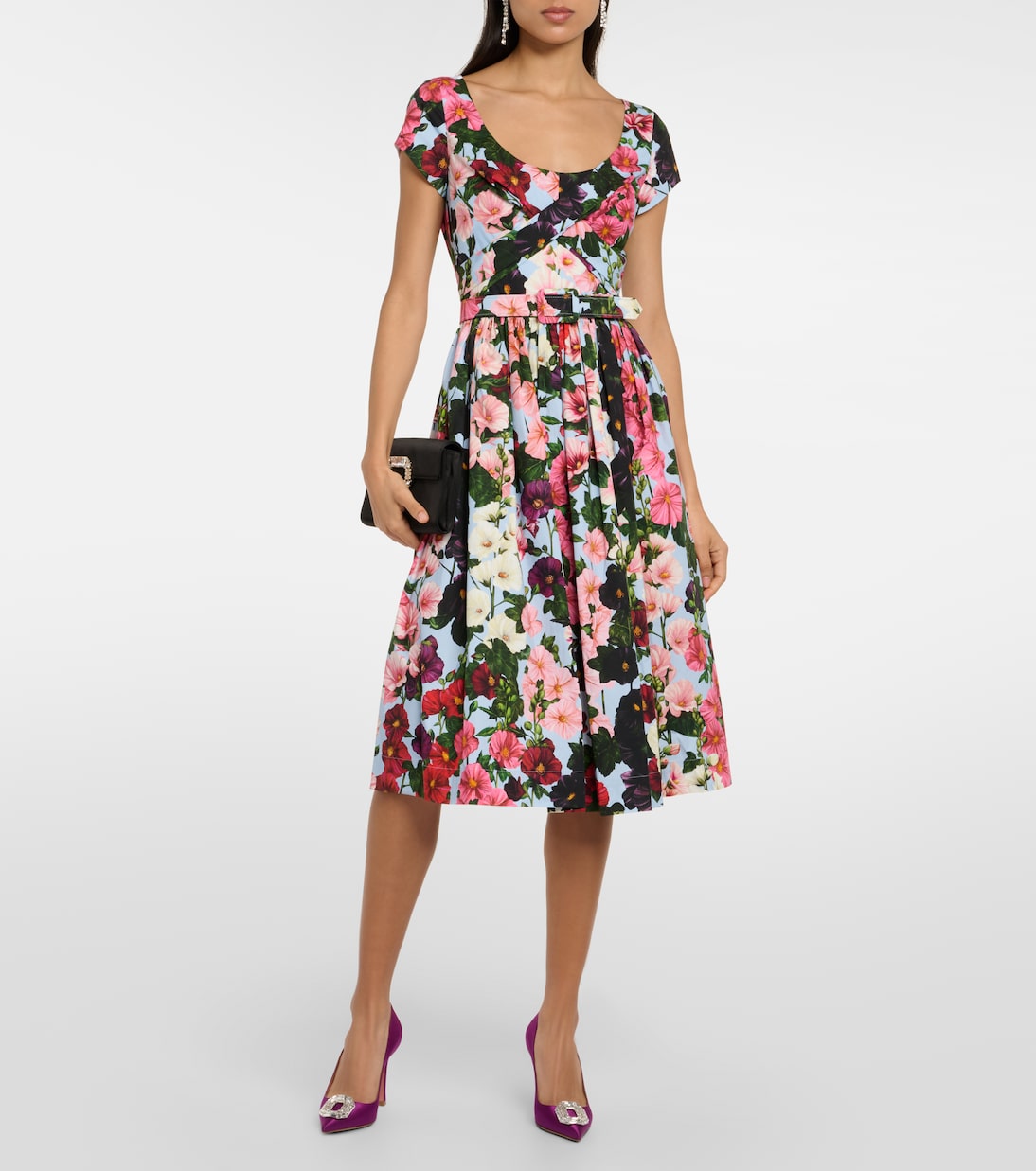 Floral cotton poplin midi dress | Oscar de la Renta