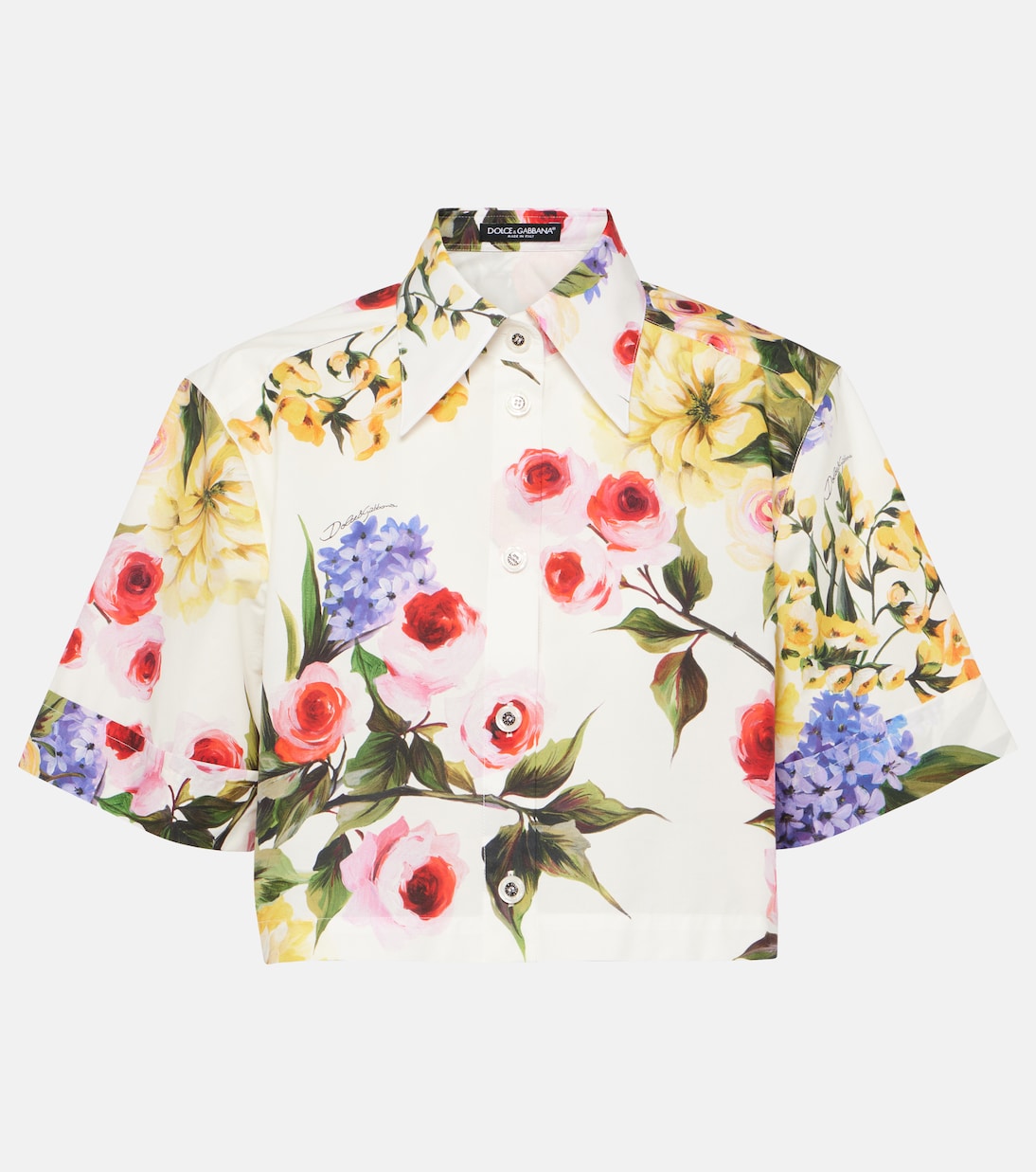 Camicia cropped in popeline con stampa | Dolce&Gabbana