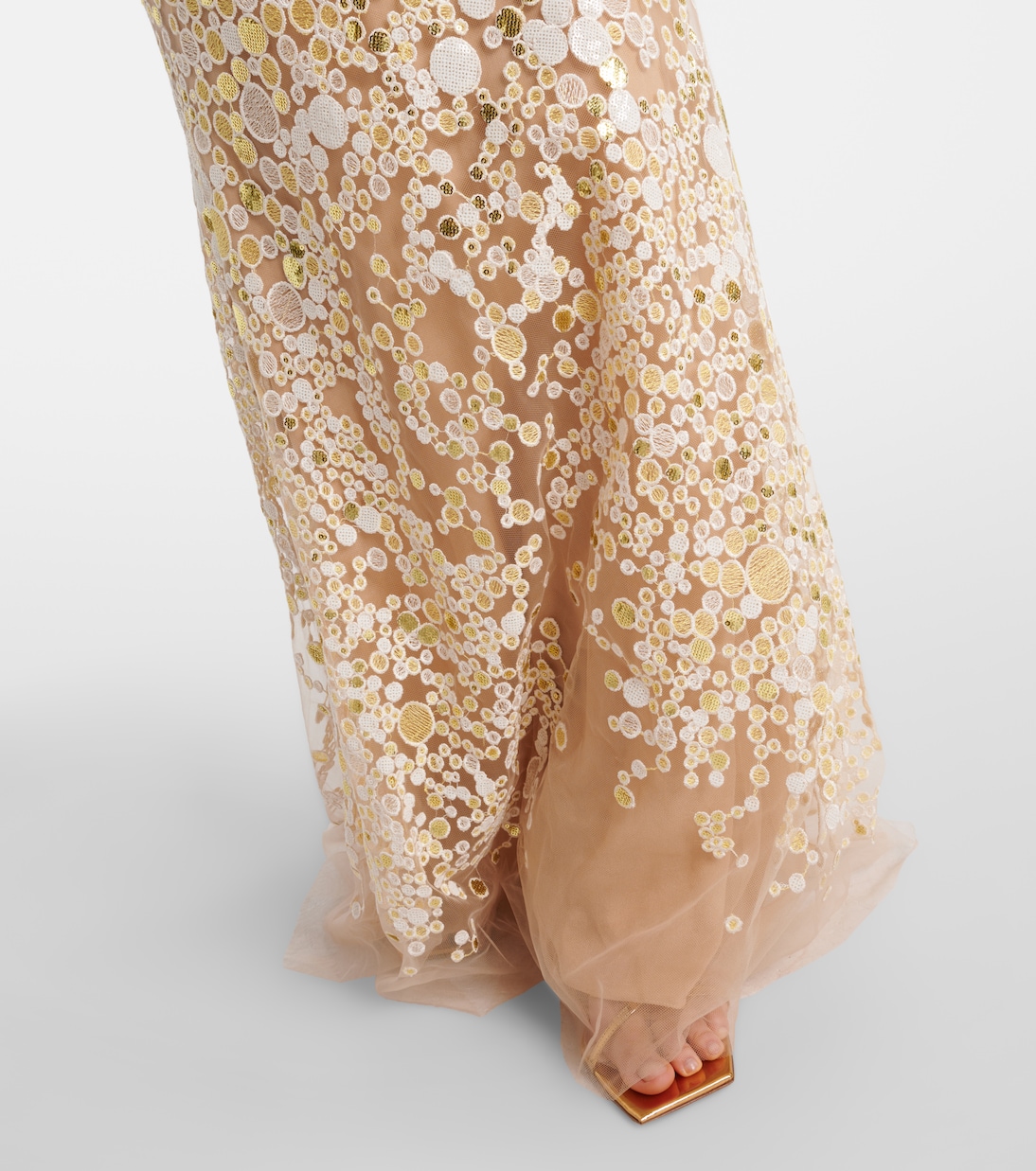 Abito lungo in tulle con ricamo | Elie Saab
