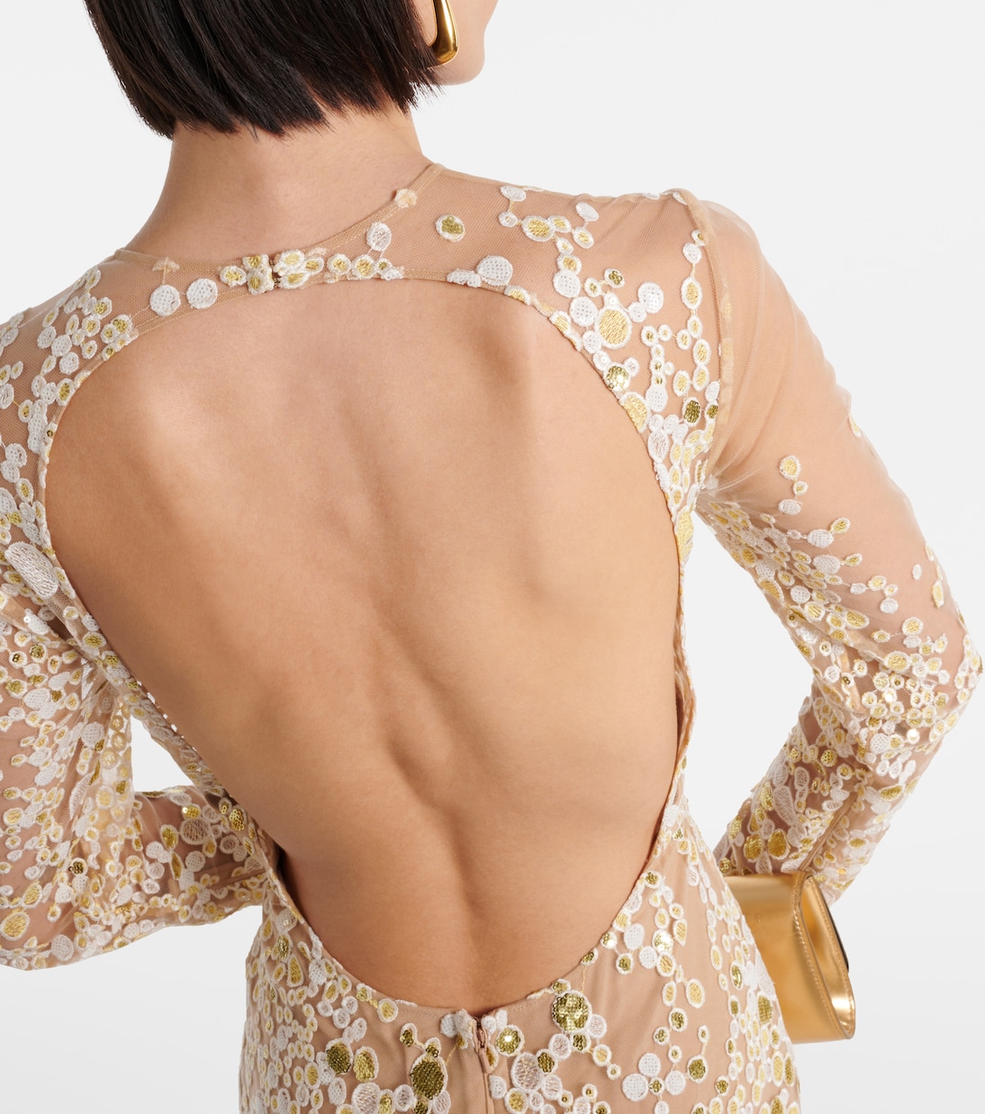 Abito lungo in tulle con ricamo | Elie Saab
