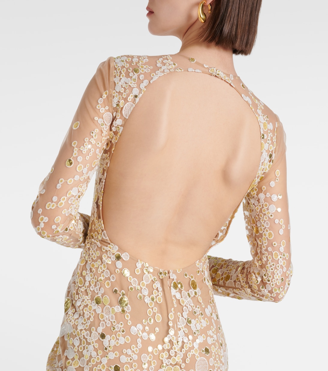 Abito lungo in tulle con ricamo | Elie Saab