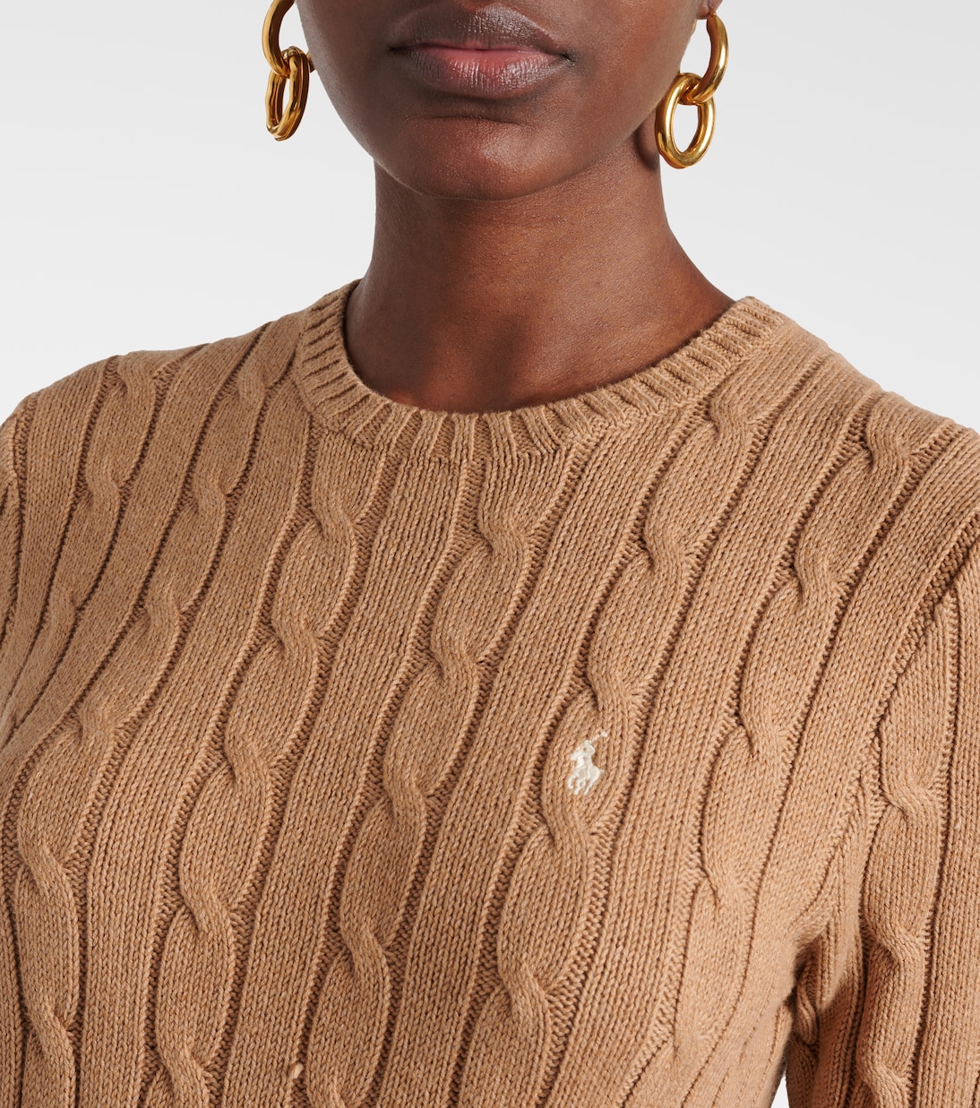 Jersey de Algodón Cuello Redondo de Punto Cable por Polo Ralph Lauren para Jóvenes