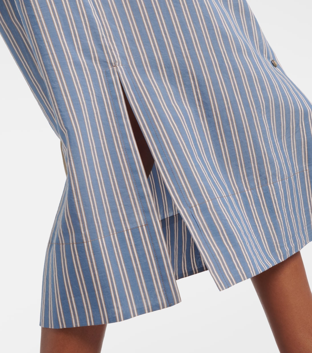 Robe chemise rayée en coton et soie | Brunello Cucinelli