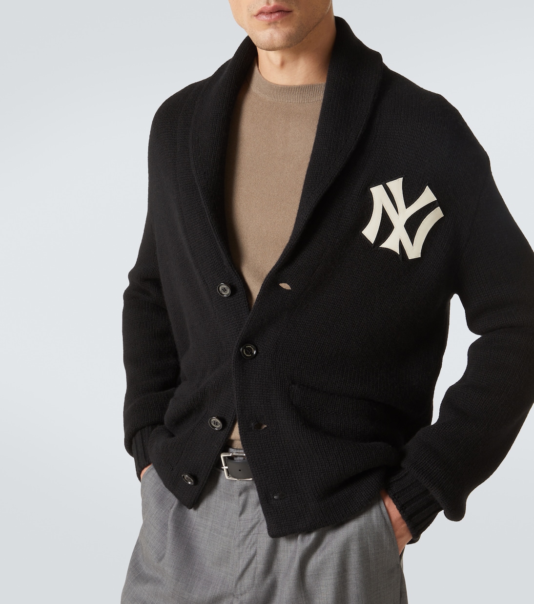 Cárdigan de cachemir Yankees™ con piel | Ralph Lauren Purple Label