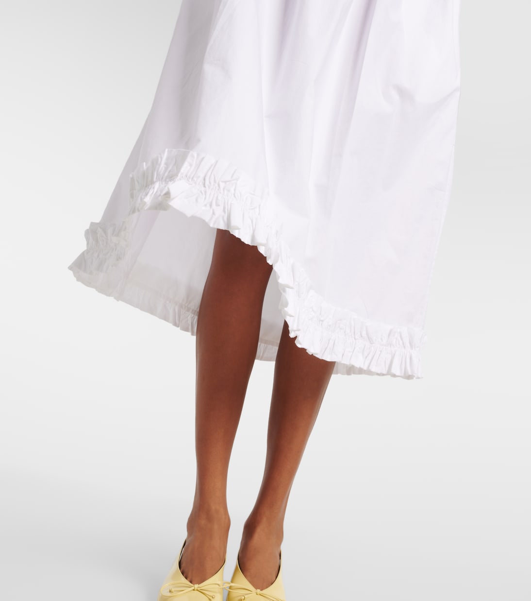Shirred cotton poplin midi dress | Ganni
