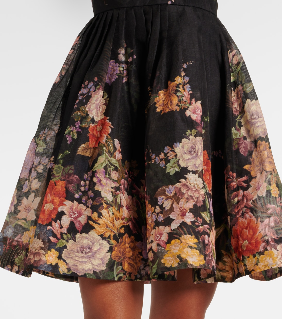 【Zimmermann】Pavilion floral linen and silk minidress Pavilion floral linen and silk minidress in black