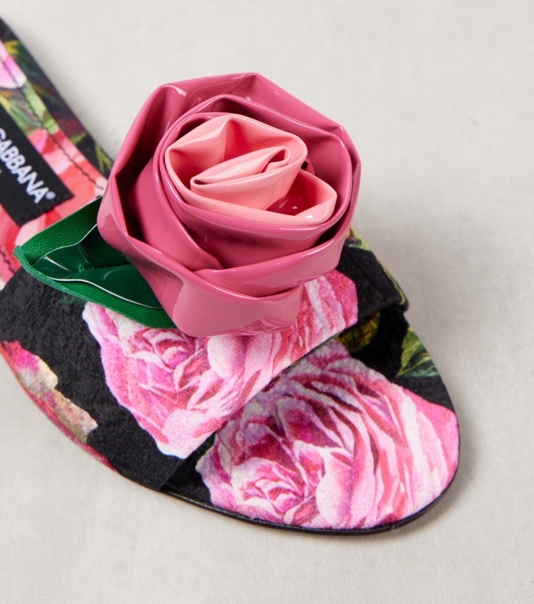 Floral-appliqué brocade slides | Dolce&Gabbana