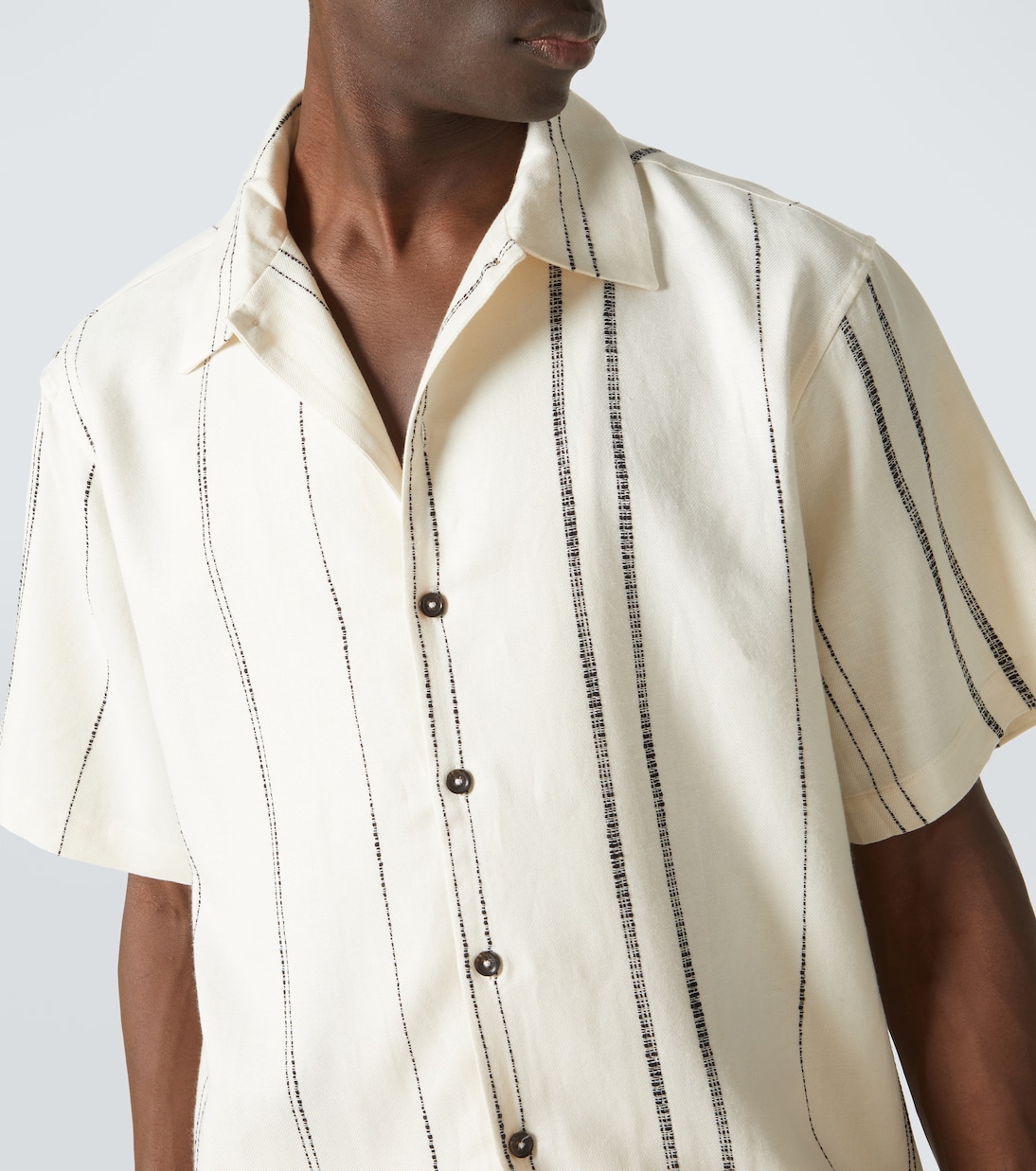 Chemise rayée en lin et coton mélangés | Commas