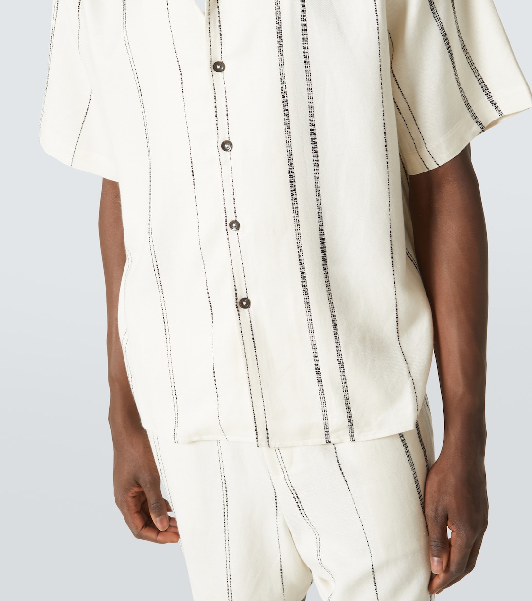 Chemise rayée en lin et coton mélangés | Commas