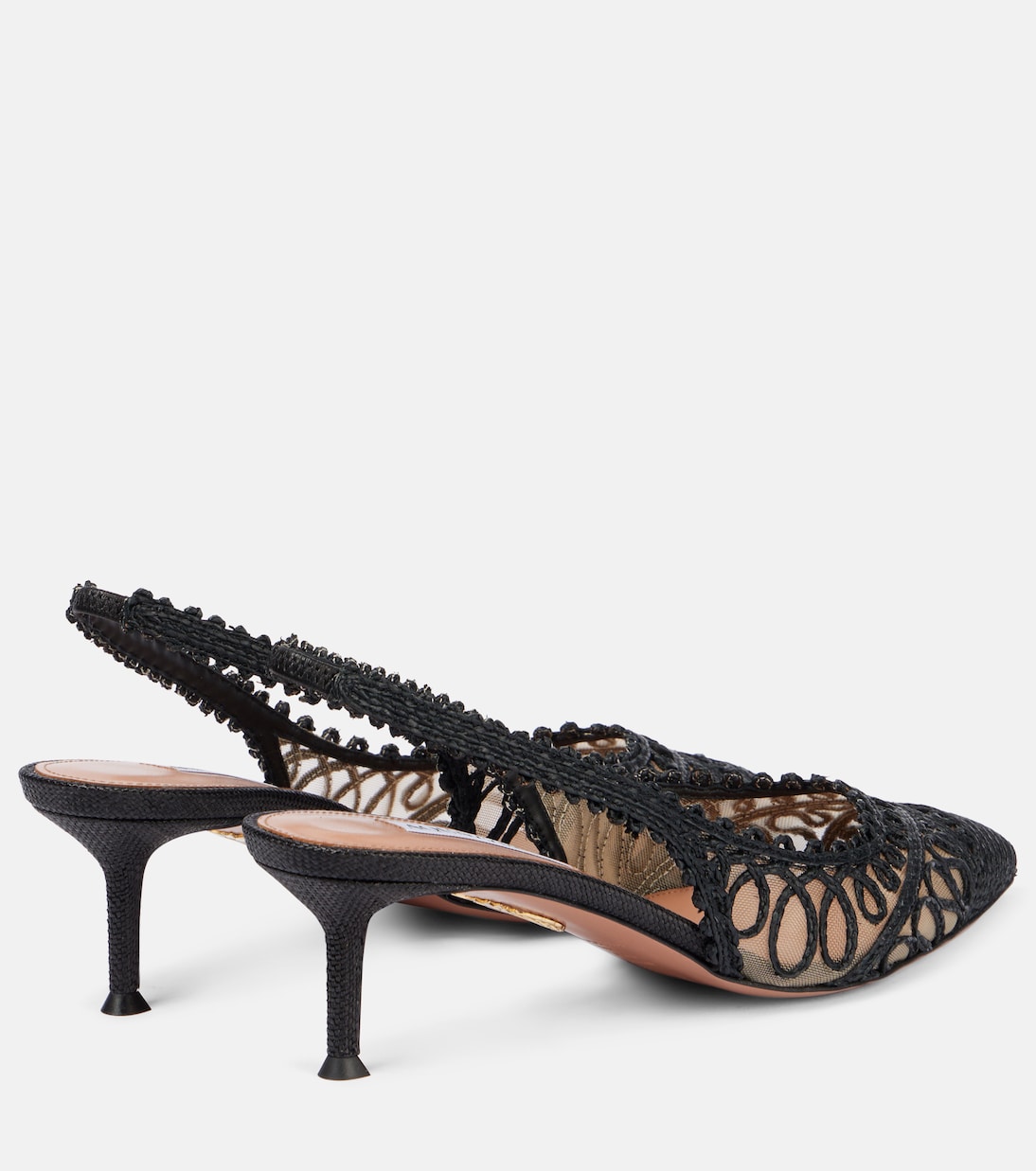Kahlo 50 raffia-effect slingback pumps | Aquazzura