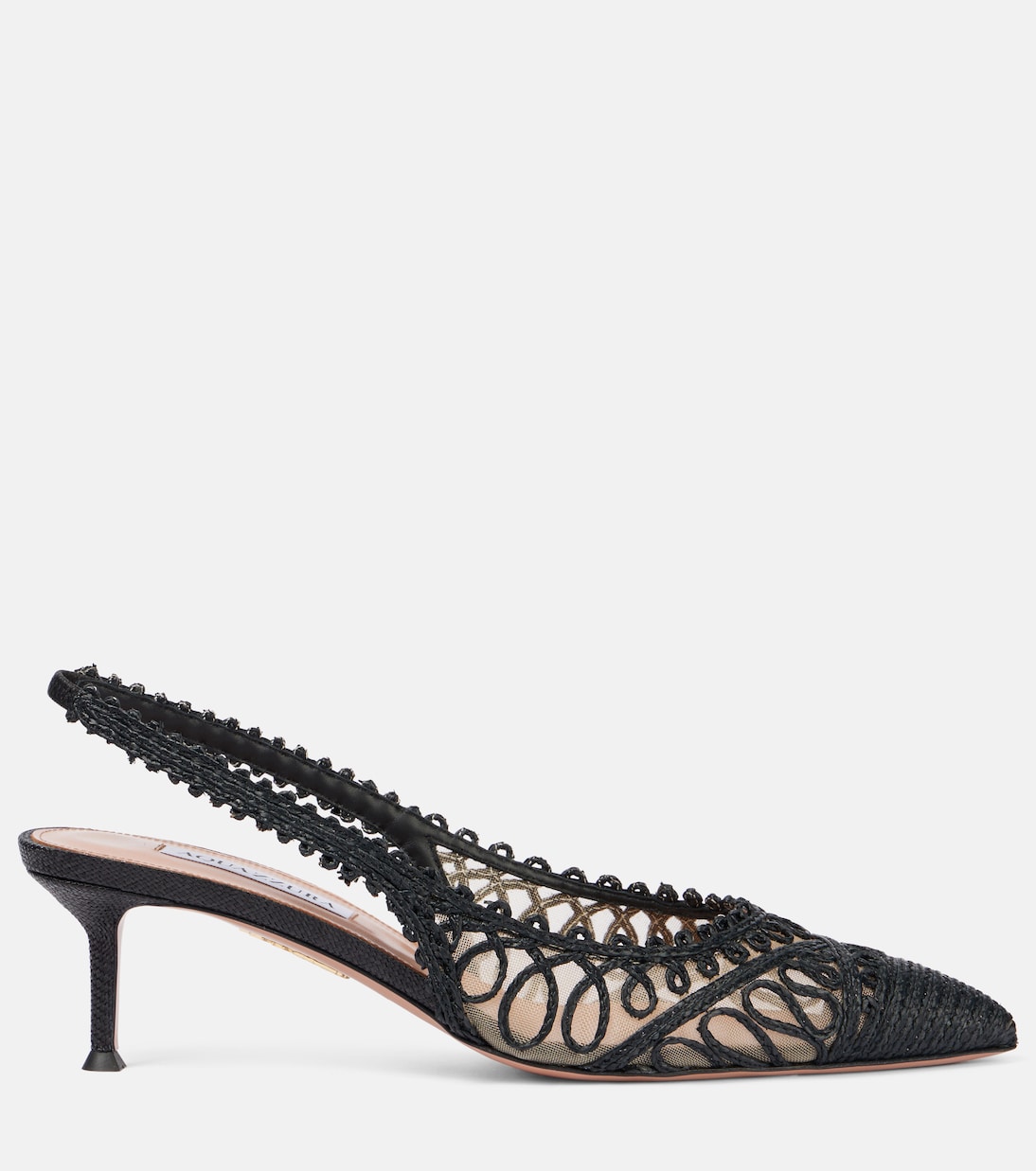 Kahlo 50 raffia-effect slingback pumps | Aquazzura