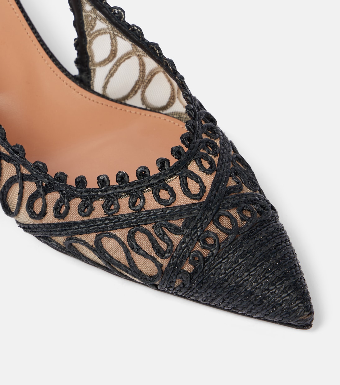 Kahlo 50 raffia-effect slingback pumps | Aquazzura