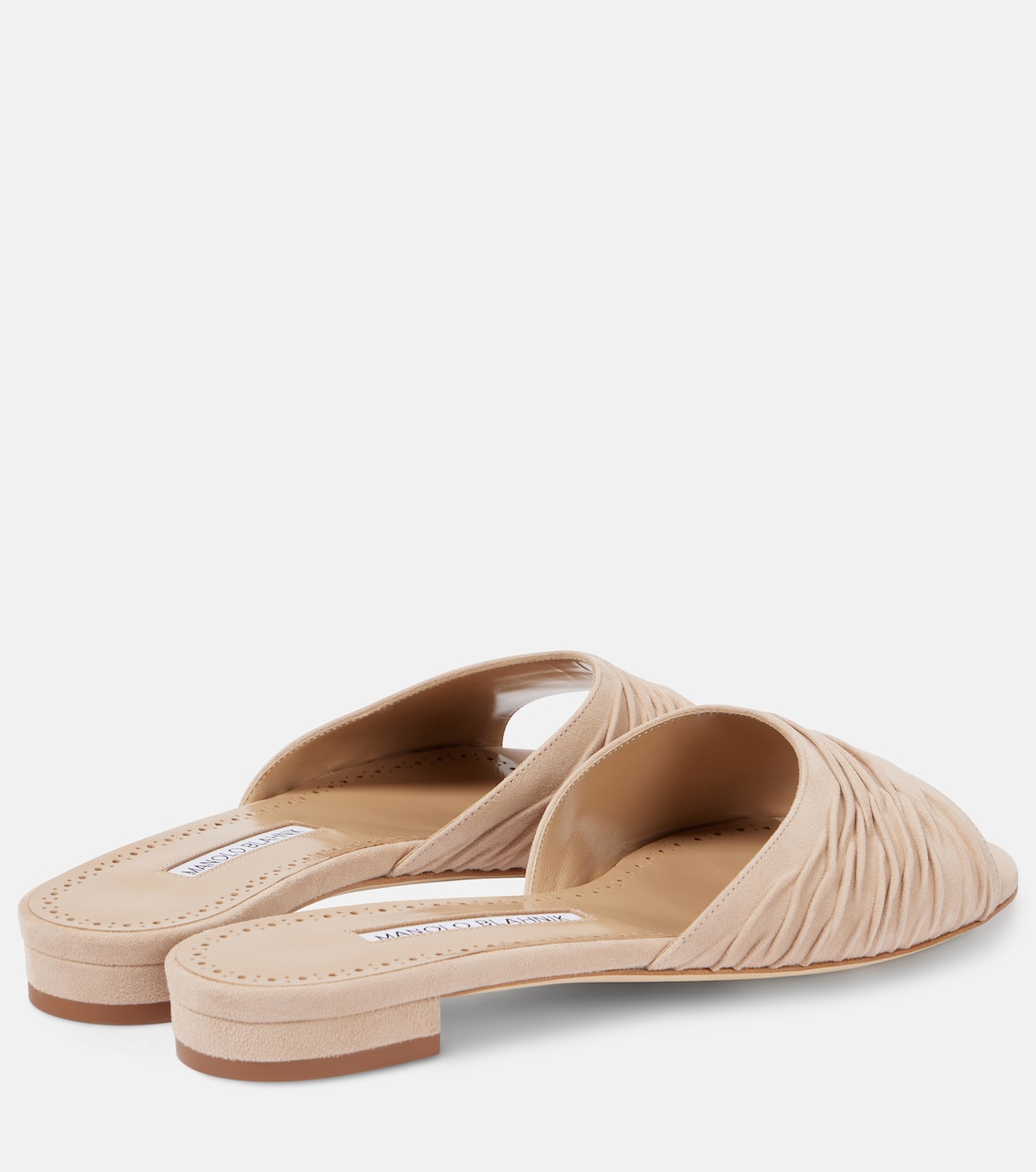 Mules Piruaflat 10 en daim | Manolo Blahnik