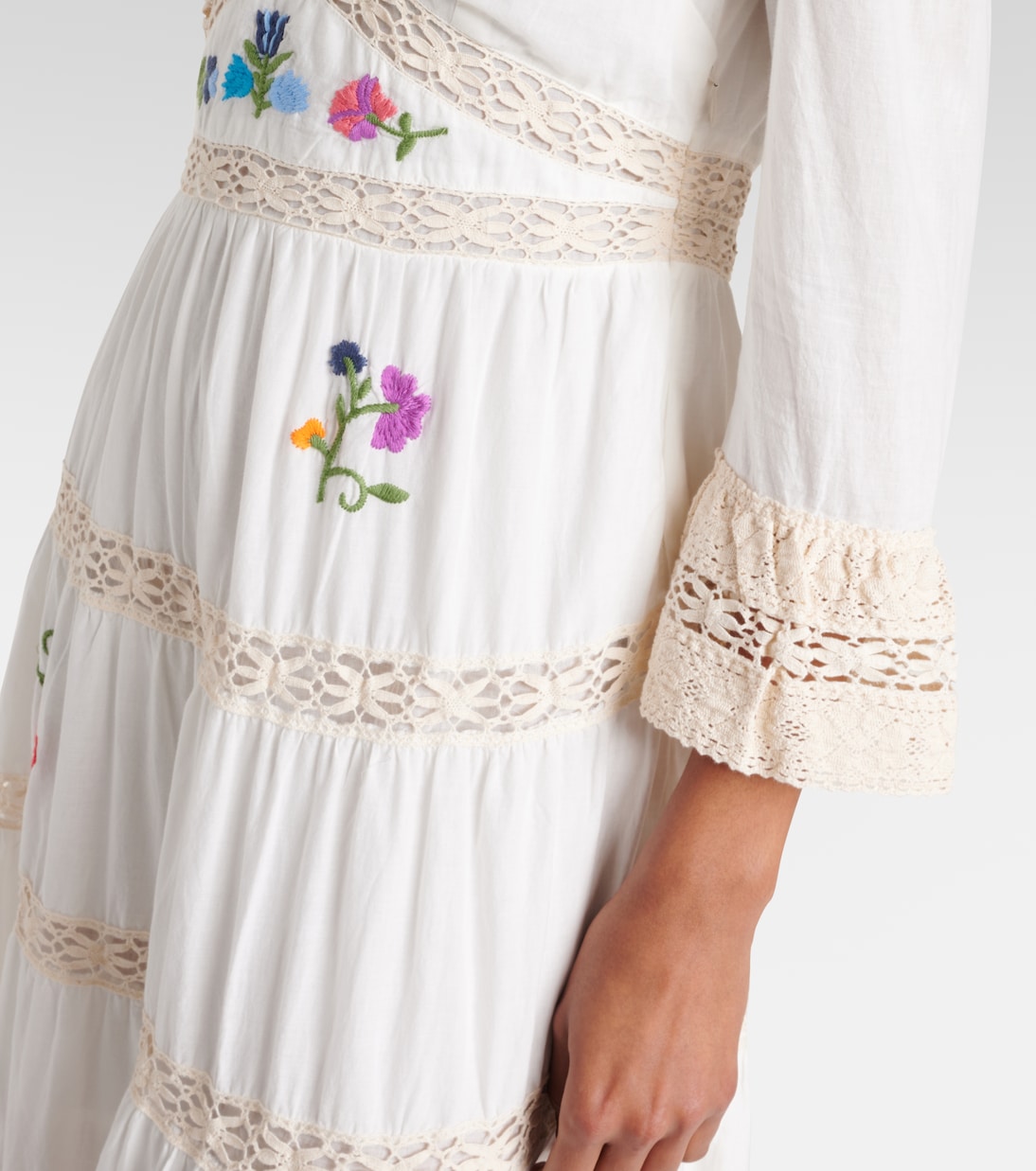 Abito lungo Regine in cotone con ricamo | Rixo