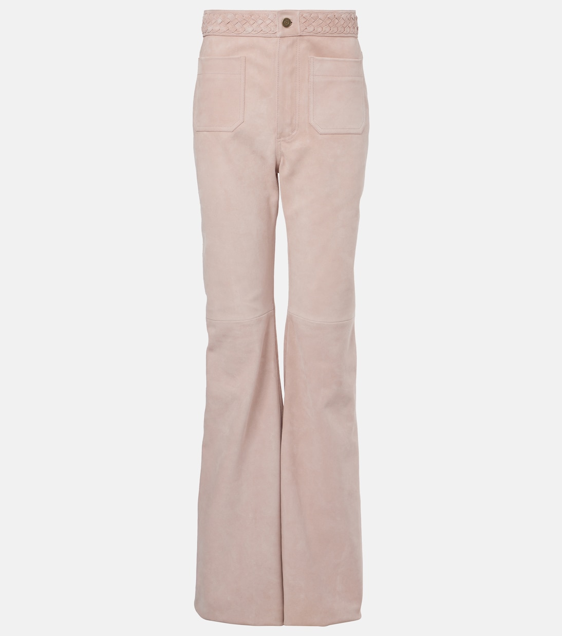 Pantalon droit en daim à taille haute | Chloé