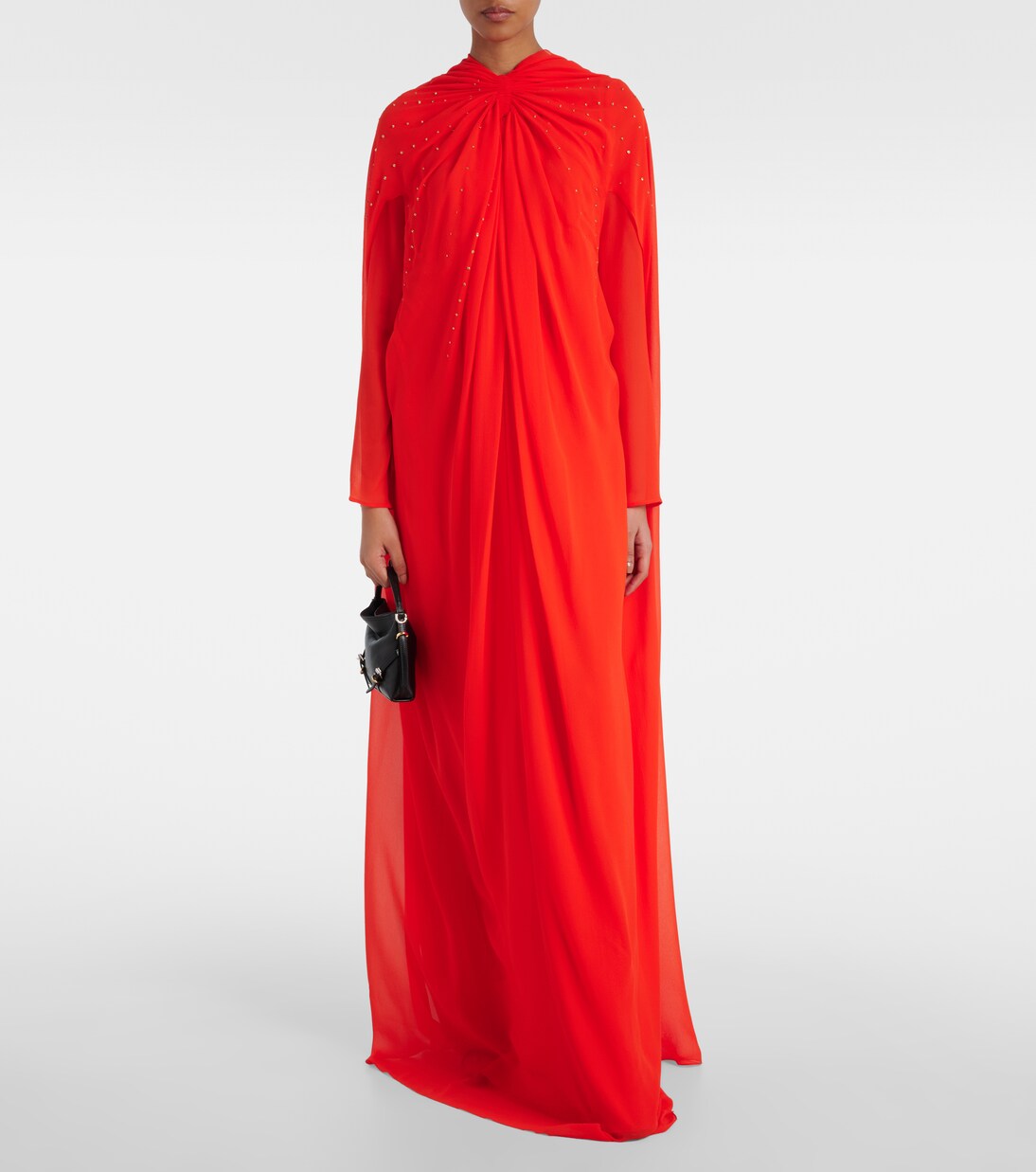 Abito lungo in seta con mantella | Givenchy