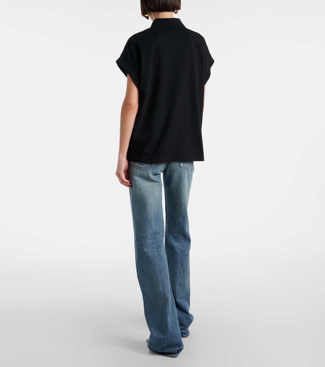 Polo Cassandre in piqué di misto cotone | Saint Laurent