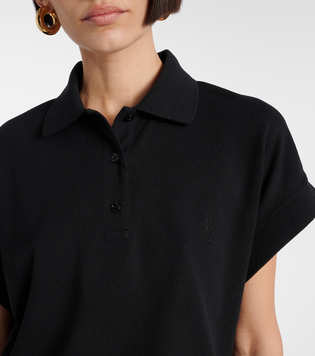 Polo Cassandre in piqué di misto cotone | Saint Laurent